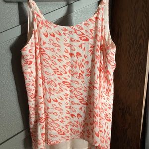 CAbi Coral & White Animal Print Tank